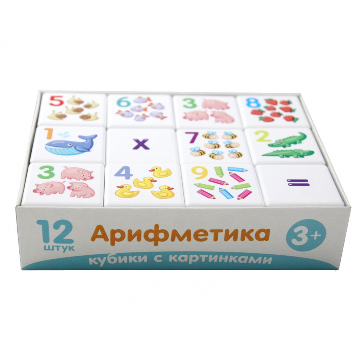 ДК.Кубики "Кубики для умников. Цифры" 12 шт (без обклейки) קוביות לימוד ...